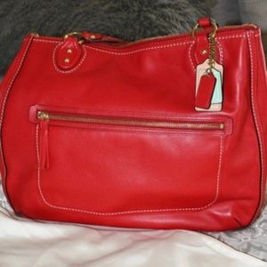 Coach Red Leather Tote